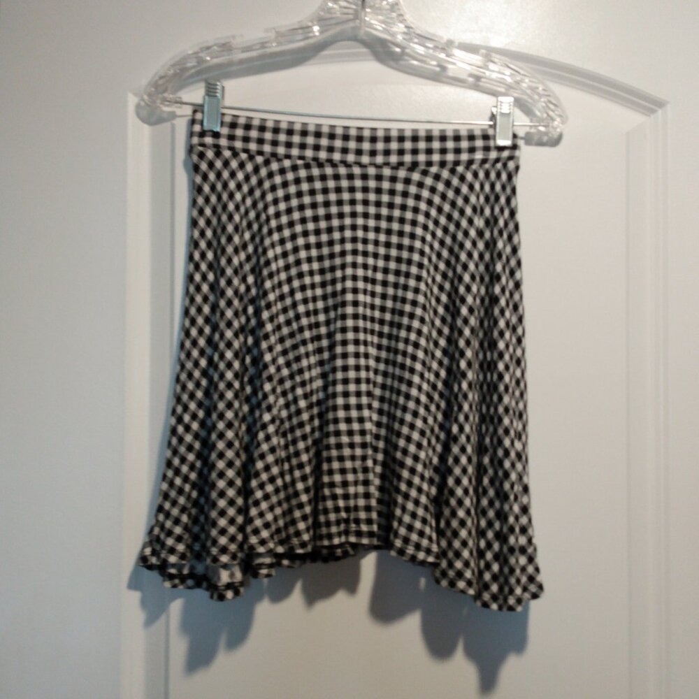 Black and White Check Skater Skirt